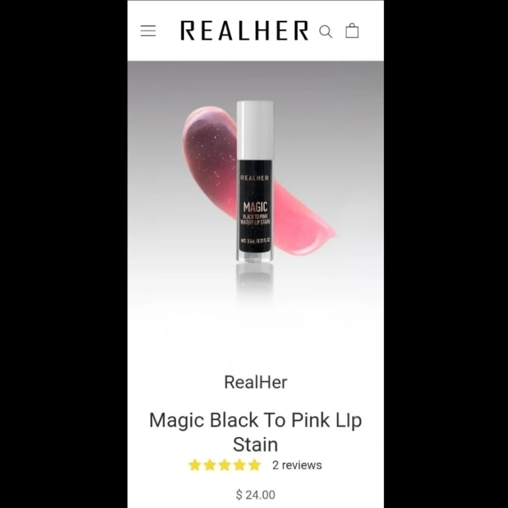 REALHER Magic Black to Pink Watery Lip Stain – pH Color Changing